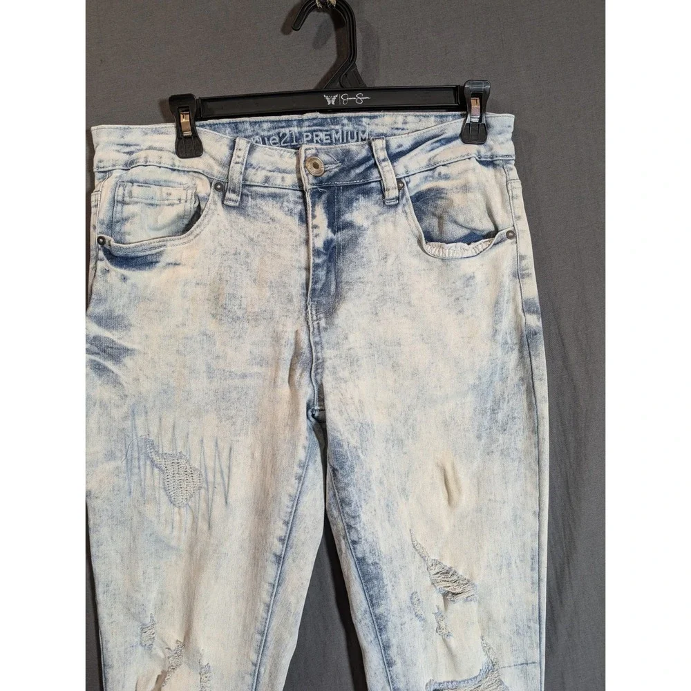 RUE 21 PREMIUM Mens Acid‎ Wash Distressed Skinny Jeans Size 30x32